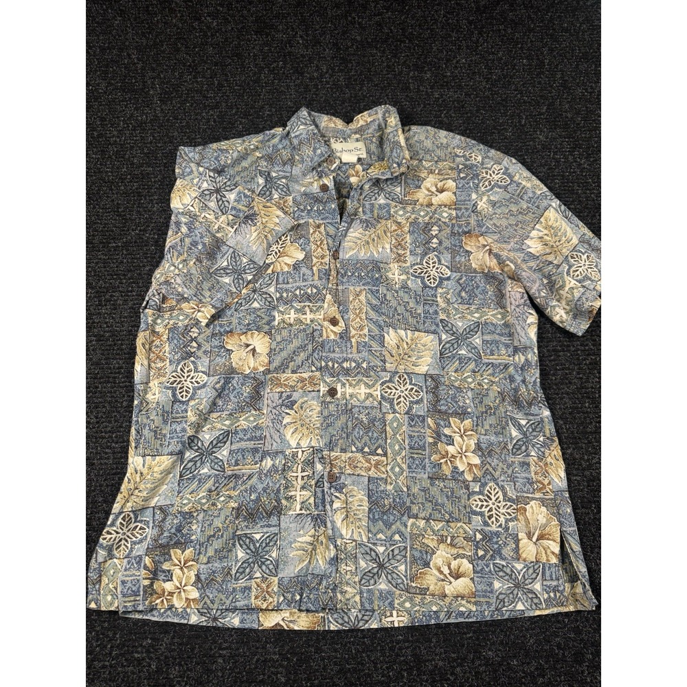 Bishop St Apparel Mens L Hawaiian Aloha Shirt Made in Hawaii Cotton Tropical